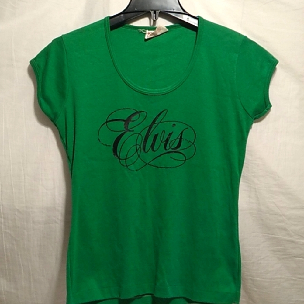 (D-7) RARE!! JM Collectables Vtg Elvis Shirt Sz.L Made In USA Couple Light Spots